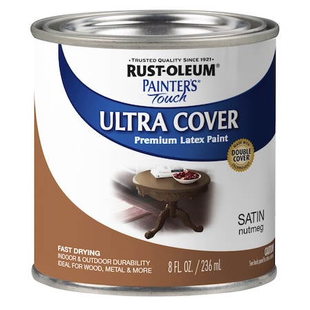 Rust-Oleum Interior/Exterior Paint, Satin, Nutmeg, 1/2 Pint 240290